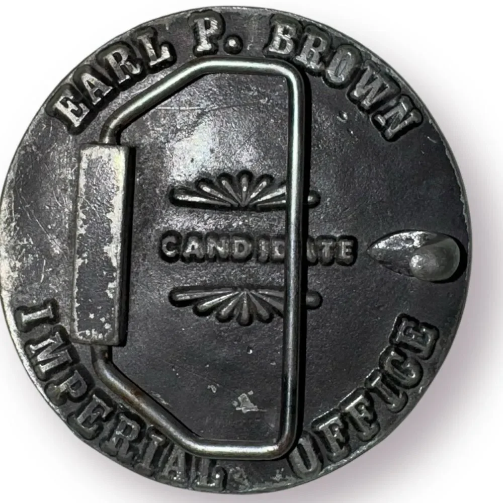 Shriners Club Sword moon Earl P Brown Imperial Office Candidate Belt Buckle Rare